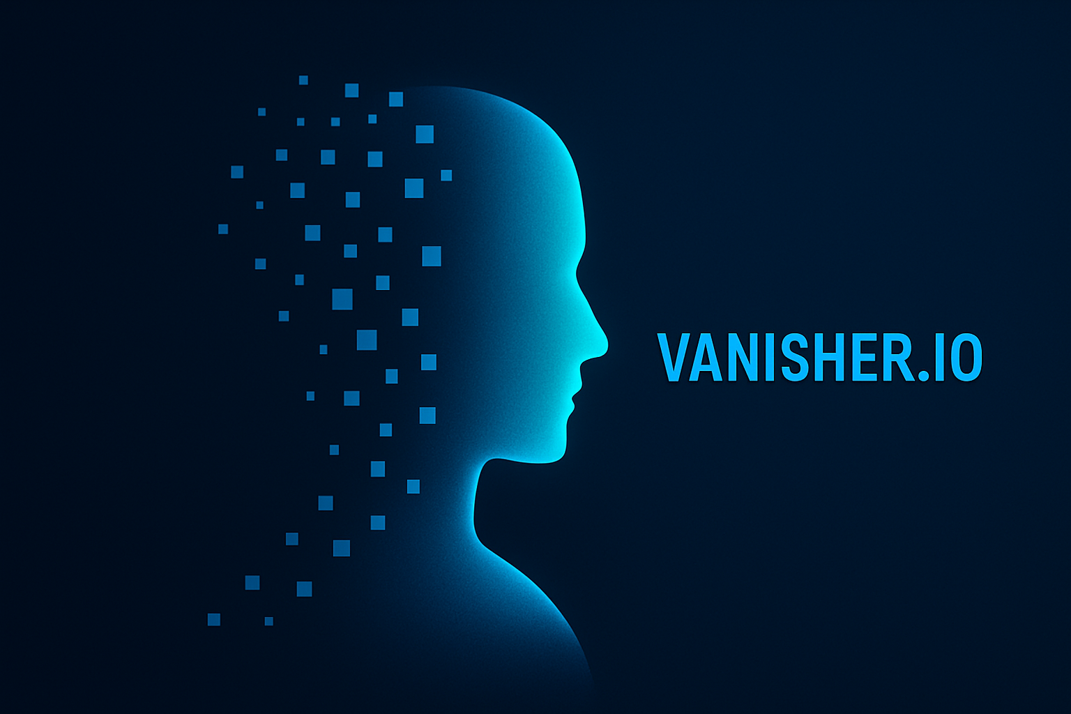 Illustration: silhouette dissolving into pixels.